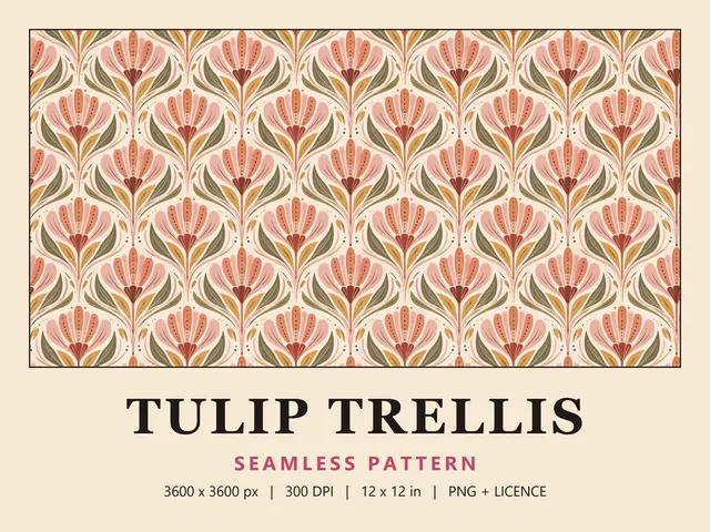 Art Deco Tulip Seamless Pattern, Art Deco Tulip cover image