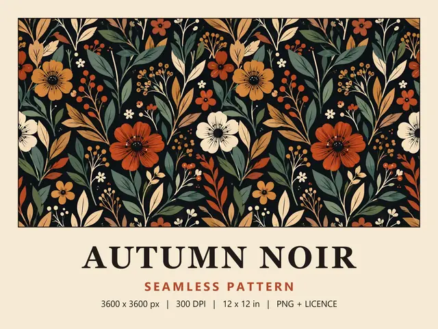 Dark Boho Floral Seamless Pattern, Autumn Noir cover image