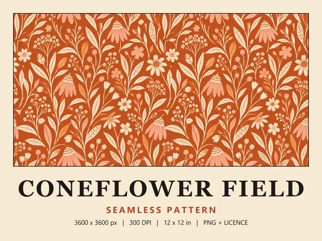 Terracotta Floral Seamless Pattern, Coneflower Field cover image