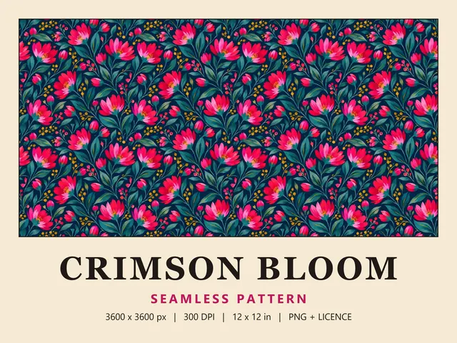 Pink Floral Seamless Pattern, Crimson Bloom cover image