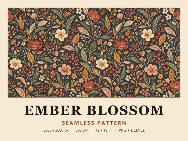 Dark Floral Seamless Pattern, Ember Blossom cover image