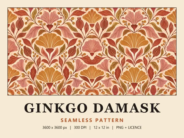 Ginkgo Damask Seamless Pattern, Ginkgo Damask cover image