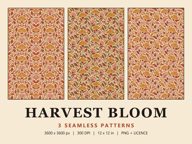 Autumn Floral Seamless Pattern Set, Harvest Bloom cover image