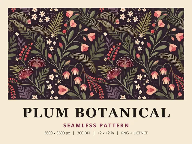 Moody Plum Floral Seamless Pattern, Moody Plum Floral cover image
