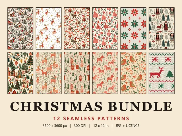 Christmas Seamless Pattern Bundle, Nordic Christmas Bundle cover image