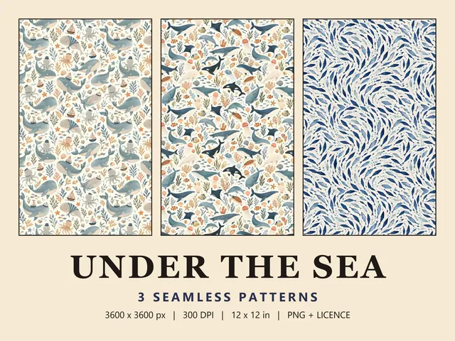 Ocean Nursery Seamless Pattern Bundle, Ocean Nursery Bundle cover image