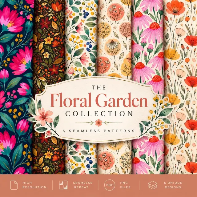 Retro Floral Seamless Pattern Collection, Retro Floral Collection cover image