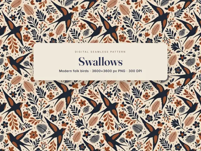 Swallow Bird Seamless Pattern, Swallow Bird cover image