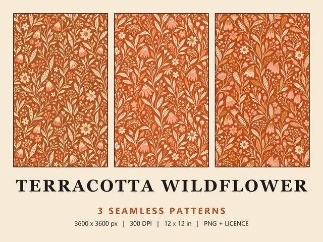Terracotta Boho Floral Seamless Pattern Set, Terracotta Boho Floral Set cover image