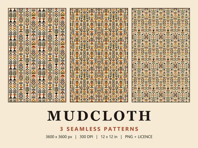 Terracotta Mudcloth Seamless Pattern Set, Terracotta Mudcloth Set cover image